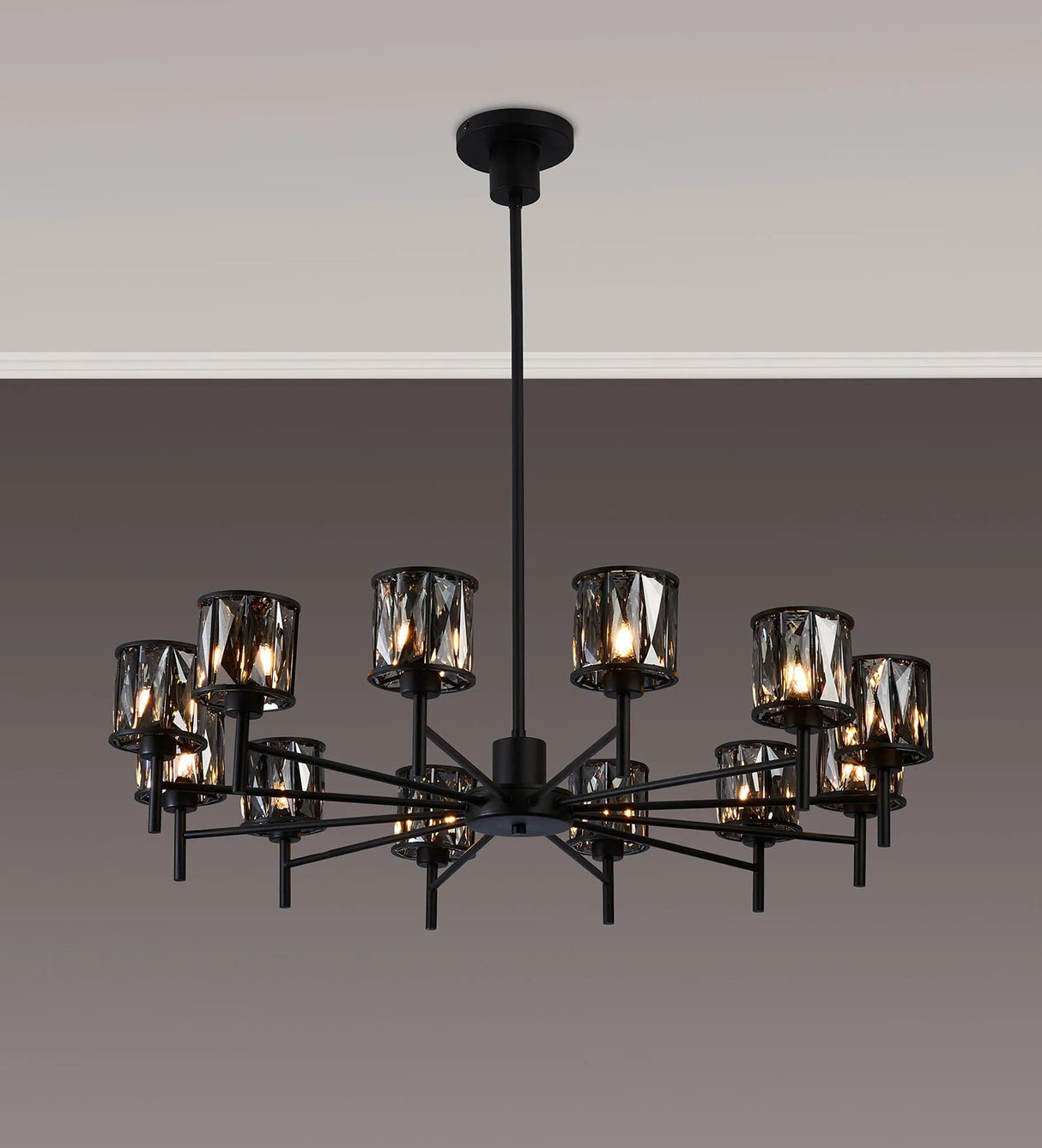 Swindlehirs 12 x G9 Telescopic Light Satin Black/Smoke Crystal Shade