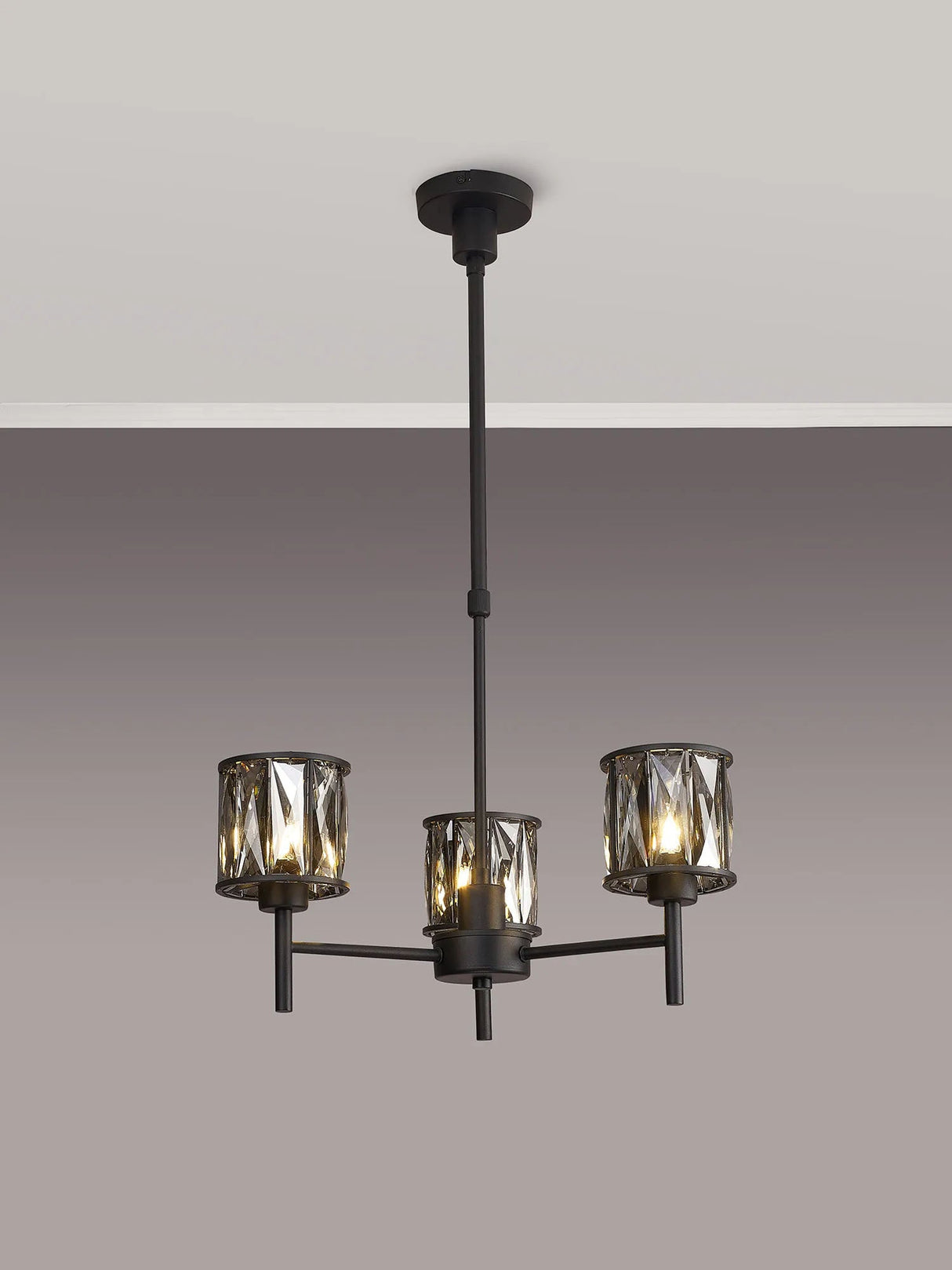 Swindlehirs 3 x G9 Telescopic Light Satin Black/Smoke Crystal Shade