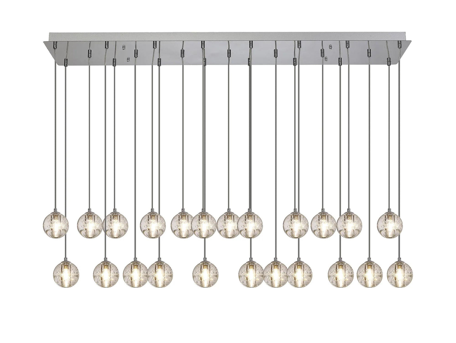 Swindlehirs 23 x G9 Bubble Glass 2m Linear Multiple Pendant Polished Chrome / Clear Glass