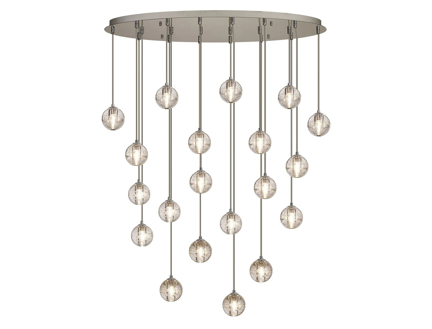 Swindlehirs 20 x G9 Bubble Glass 10 x 3m / 4m Oval Multiple Pendant Polished Chrome / Clear Glass