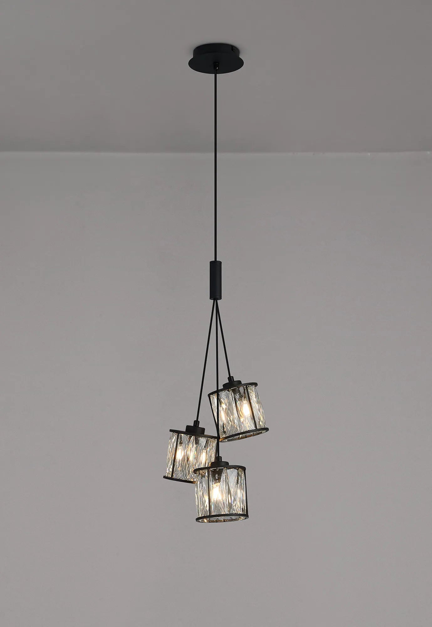 Swindlehirs Satin Black 3 x G9 2m 1 Drop Cluster Pendant