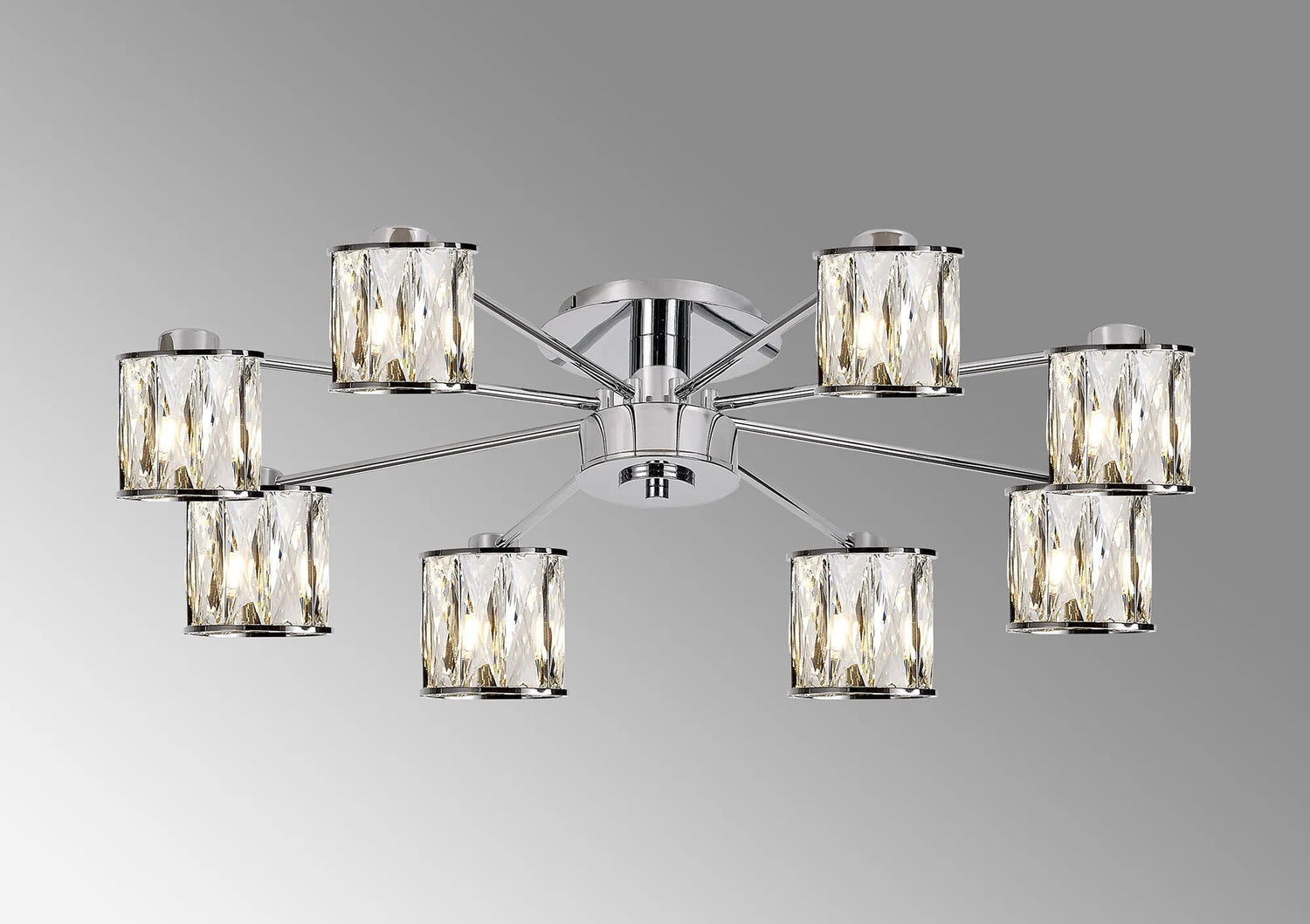 Swindlehirs 8 Light G9 Semi Flush Polished Chrome / Clear Crystal Shade
