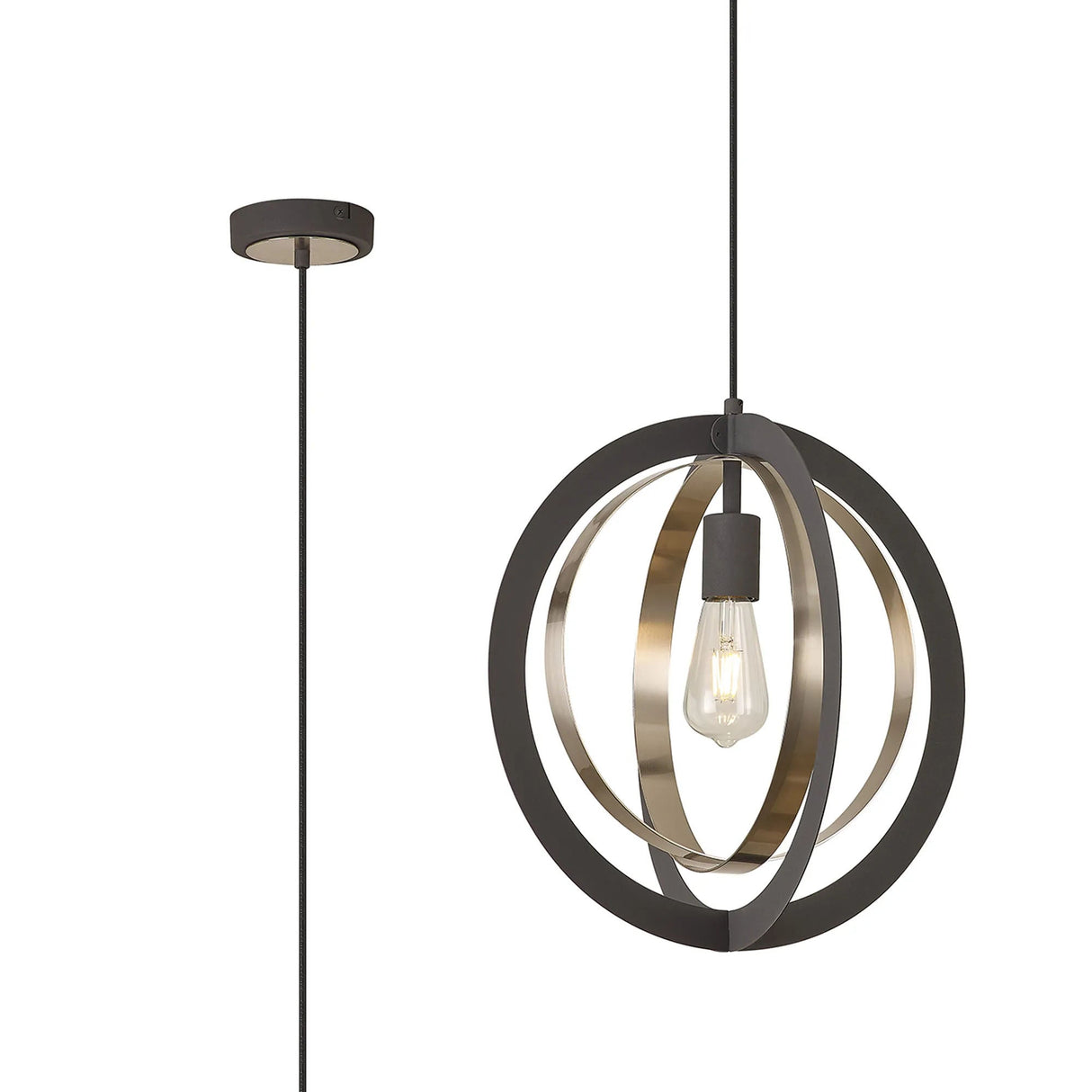 Symm Pendant, 1 x E27, Graphite/Satin Nickel