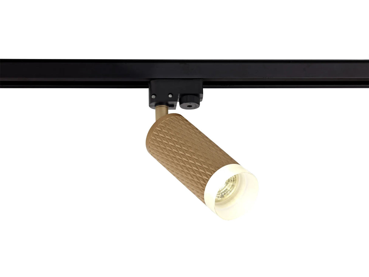 Tueart 1 Light Track Adjustable Spot Light GU10, Champagne Gold/Acrylic Ring