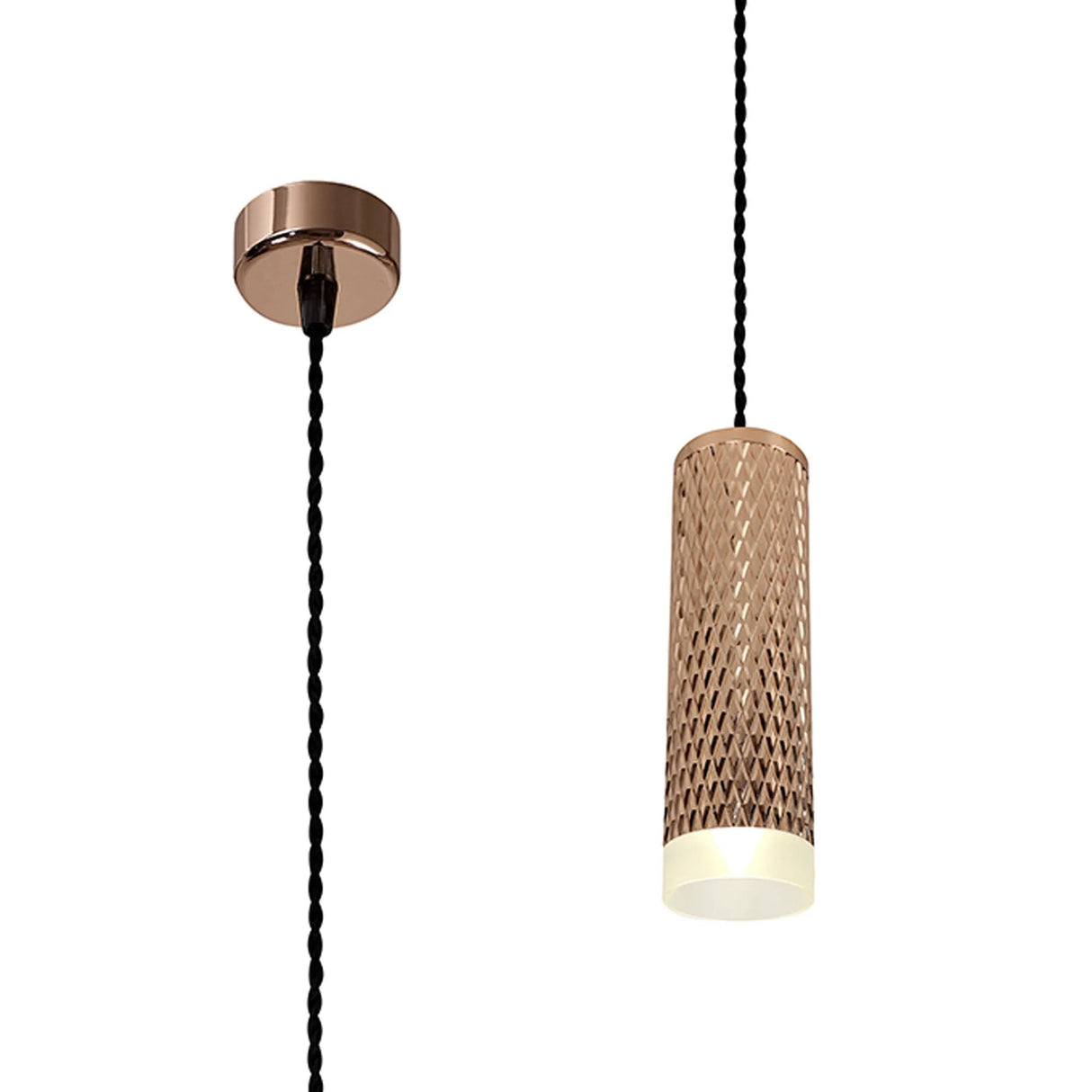 Tueart 1 Light 20cm Pendant Light GU10, Rose Gold/Acrylic Ring