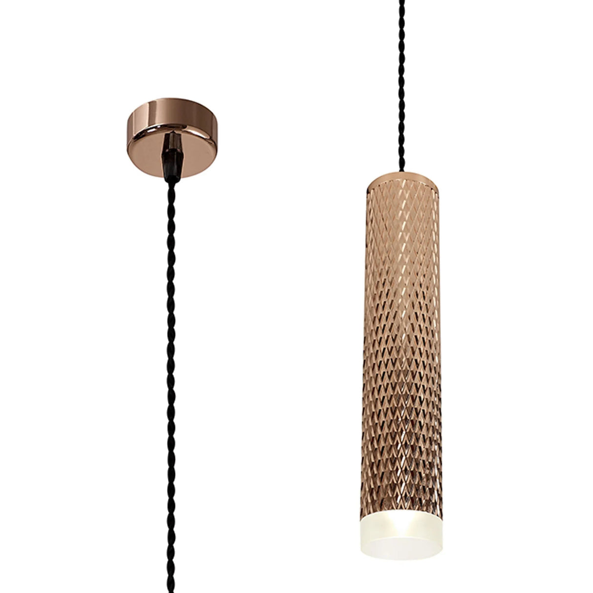 Tueart 1 Light 30cm Pendant Light GU10, Rose Gold/Acrylic Ring