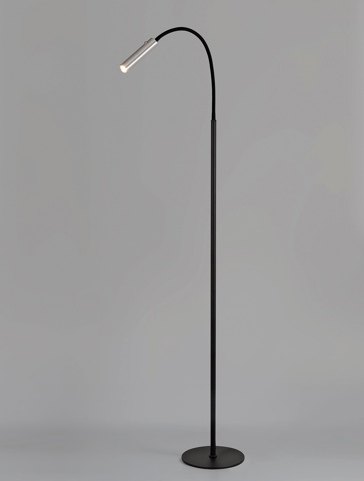 Ursemsen Floor Lamp, 1 Light Adjustable Switched, 1 x 7W LED, 3000K, 436lm, Black/Aluminium, 3yrs Warranty