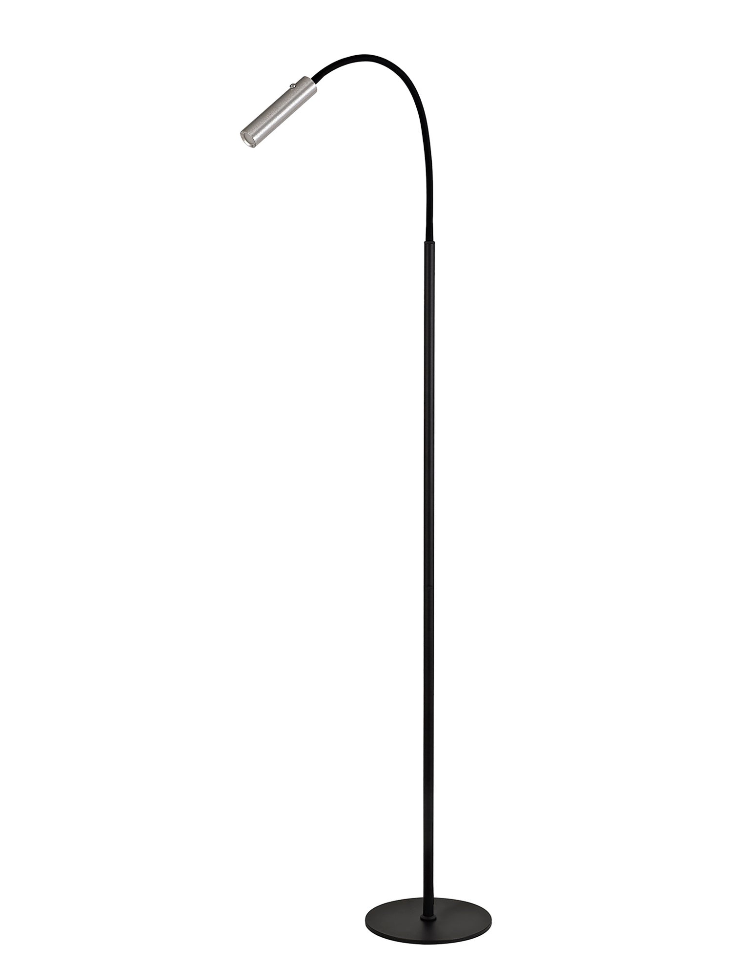 Ursemsen Floor Lamp, 1 Light Adjustable Switched, 1 x 7W LED, 3000K, 436lm, Black/Aluminium, 3yrs Warranty
