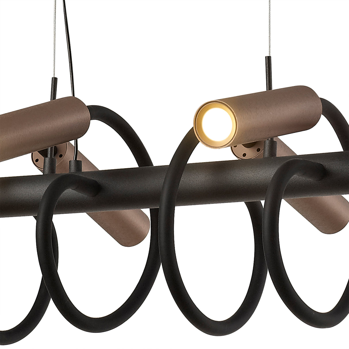 Ursemsen Linear Pendant, 8 Light Adjustable Arms, 8 x 4W LED Dimmable, 3000K, 2000lm, Black/Satin Copper, 3yrs Warranty