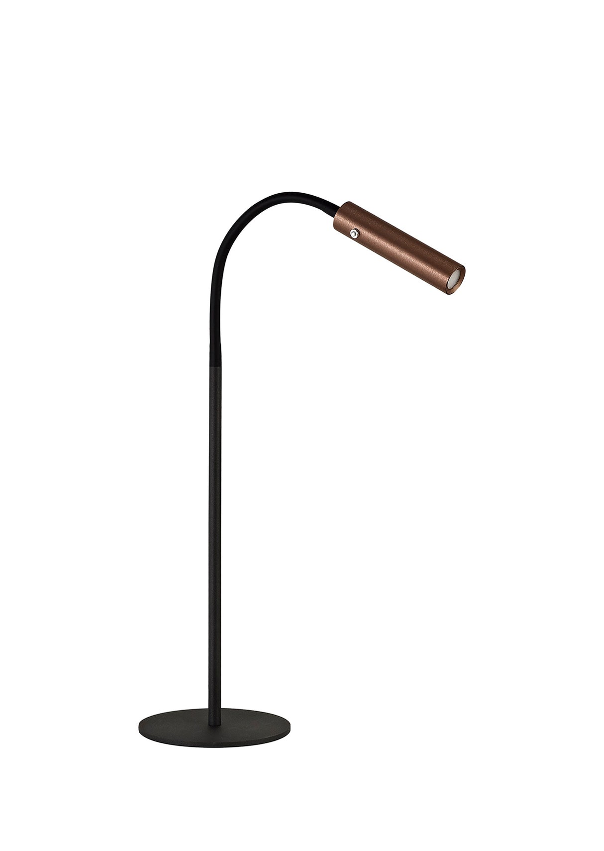 Ursemsen Table Lamp, 1 Light Adjustable Switched, 1 x 7W LED, 3000K, 436lm, Black/Satin Copper, 3yrs Warranty