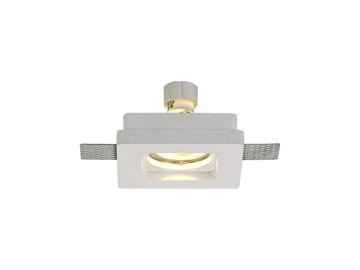 Waldron Square Stepped Recessed Spotlight, 1 x GU10, White Paintable Gypsum