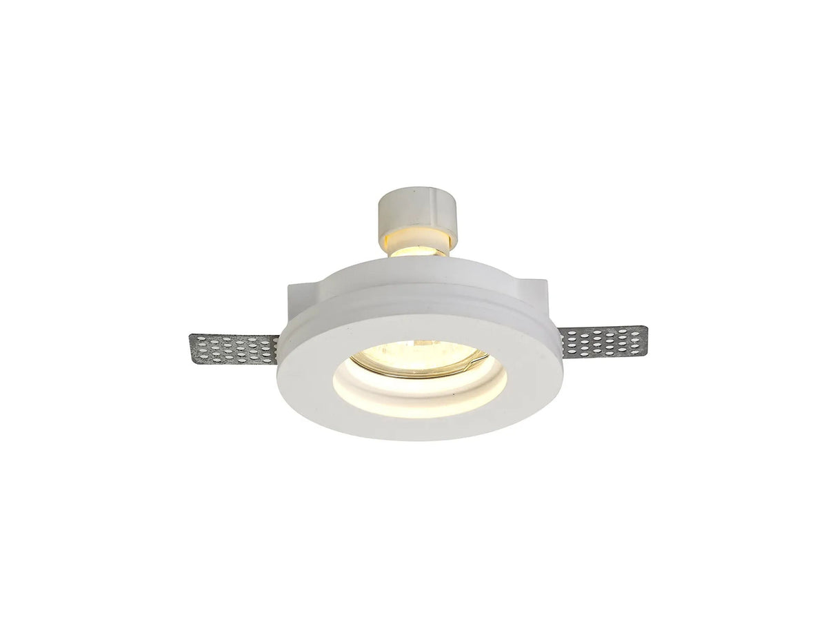 Waldron Round Stepped Recessed Spotlight, 1 x GU10, White Paintable Gypsum