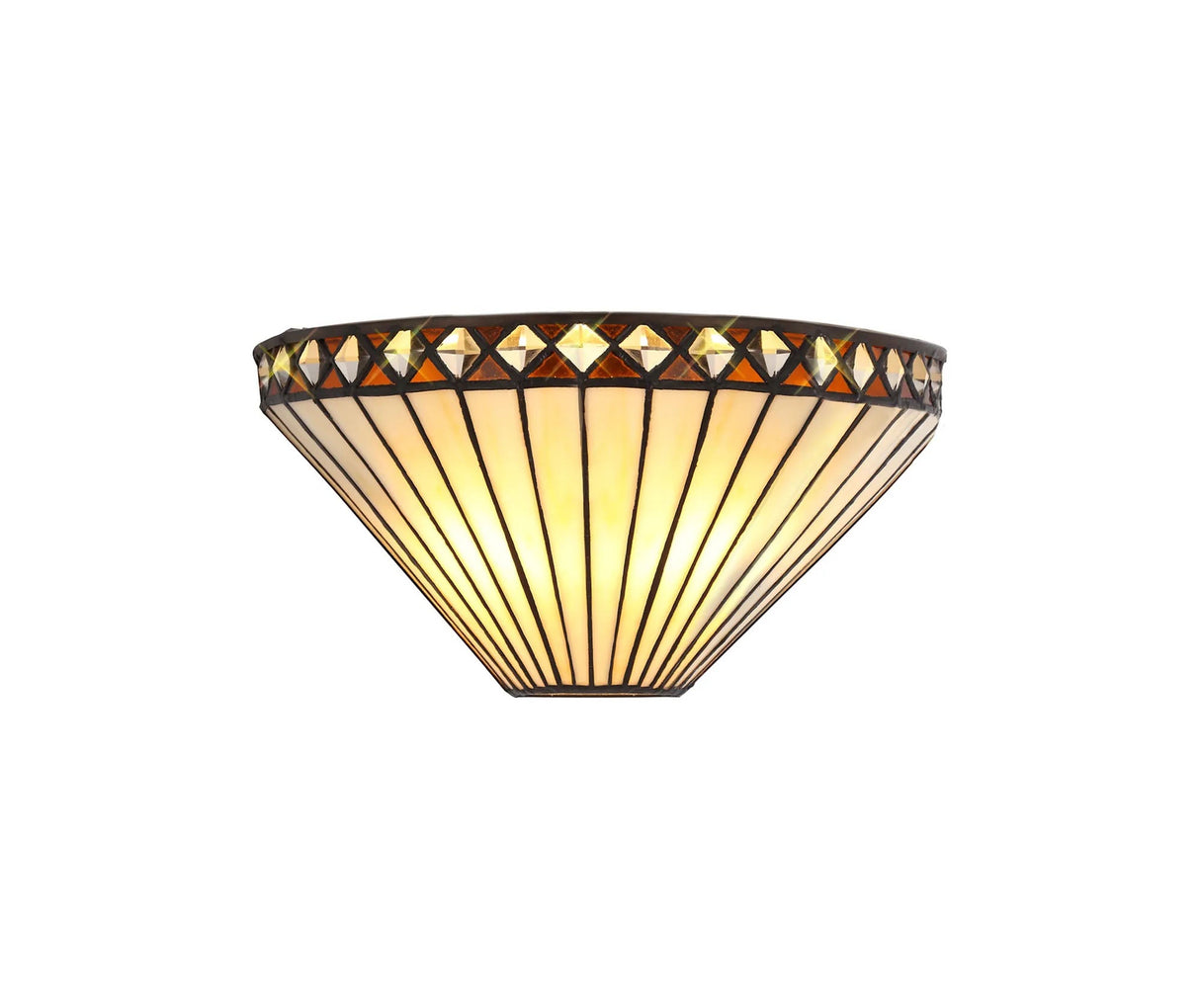 Wearne Tiffany Wall Lamp, 2 x E14, Amber/Cream/Crystal