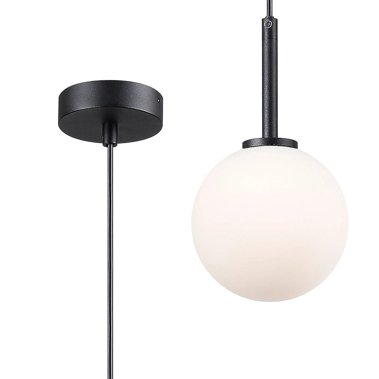 Whitley 12cm Adjustable Pendant, 1 Light G9, IP44, Satin Black/Opal Smooth Round Glass
