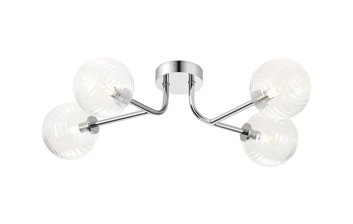Whitley Linear Semi Flush Ceiling With Clear Glass 4 Light IP44 Polished Chrome/Clear