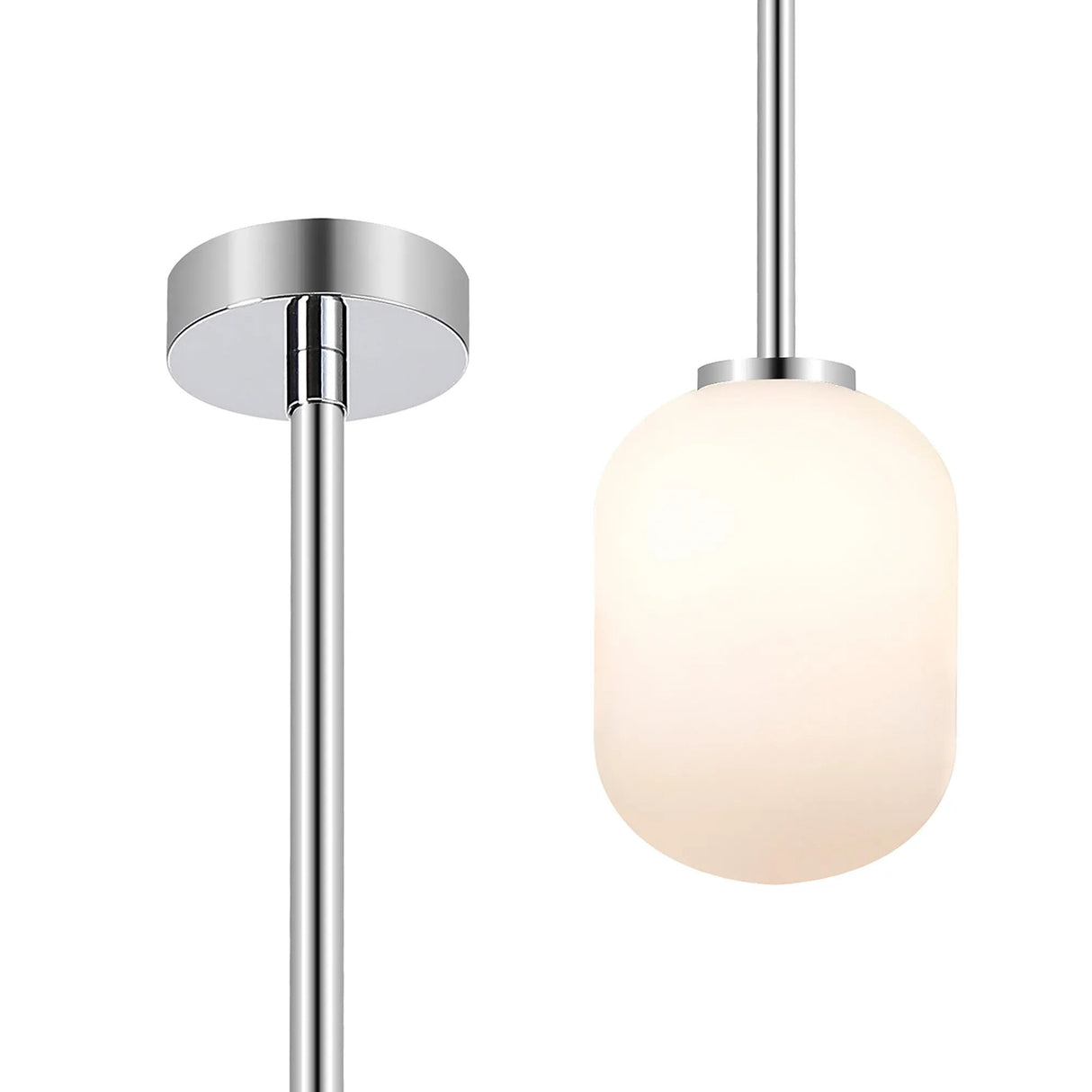 Whitley Telescopic Pendant 1 Light IP44 Polished Chrome/Opal Smooth Tubular Glass