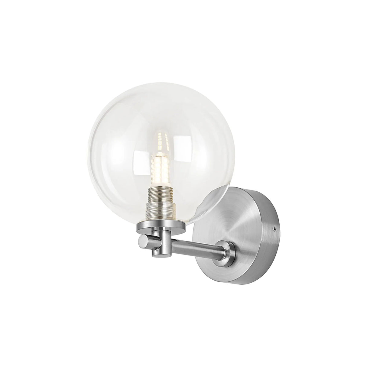 Whitley Short Arm Wall Light, 1 Light G9, IP44, Polished Chrome/Clear Smooth Round Glass