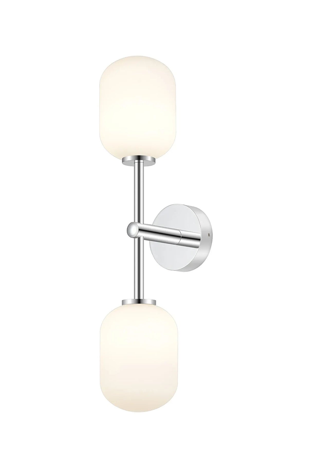 Whitley Medium Arm Wall Lamp 2 Light IP44 Polished Chrome/Opal Smooth Tubular Glass