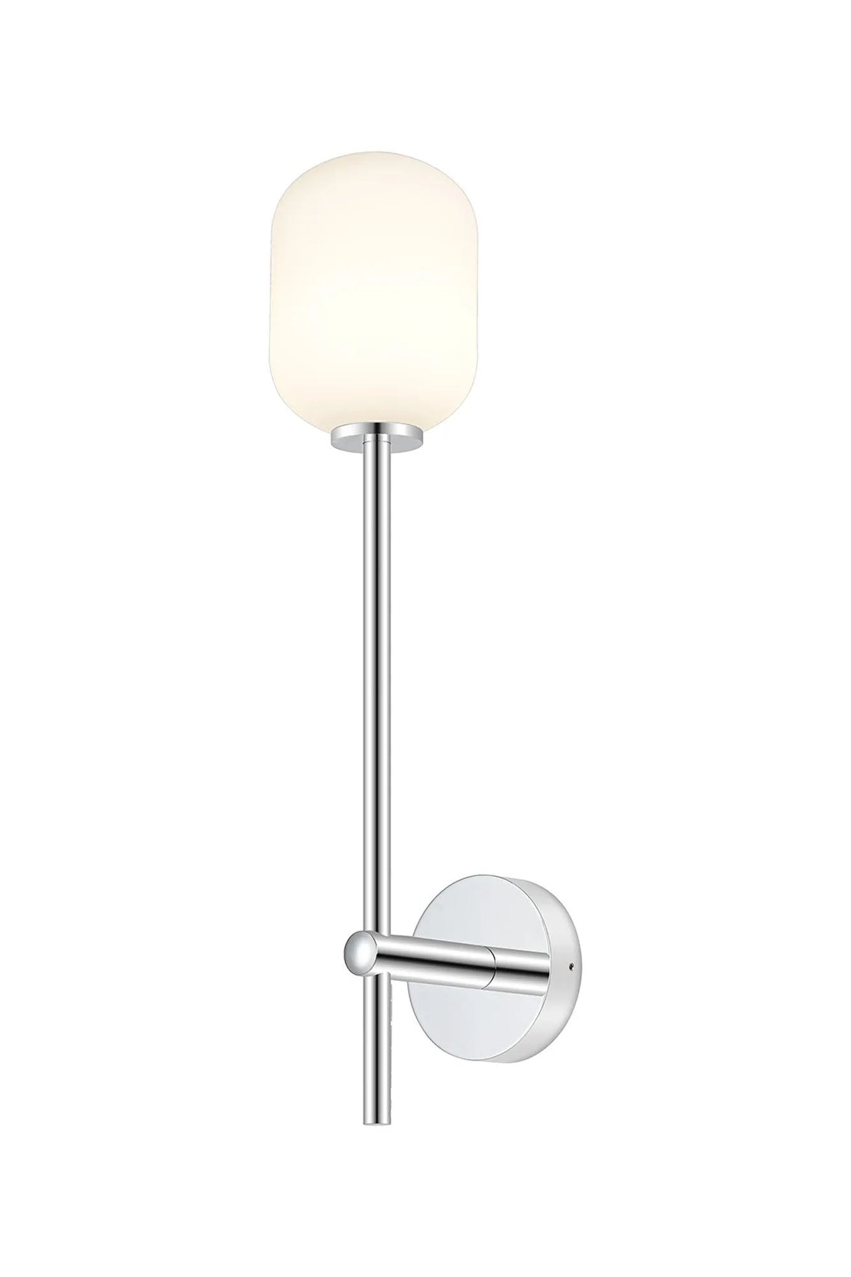 Whitley Tall Arm Wall Lamp 1 Light IP44 Polished Chrome/Opal Smooth Tubular Glass