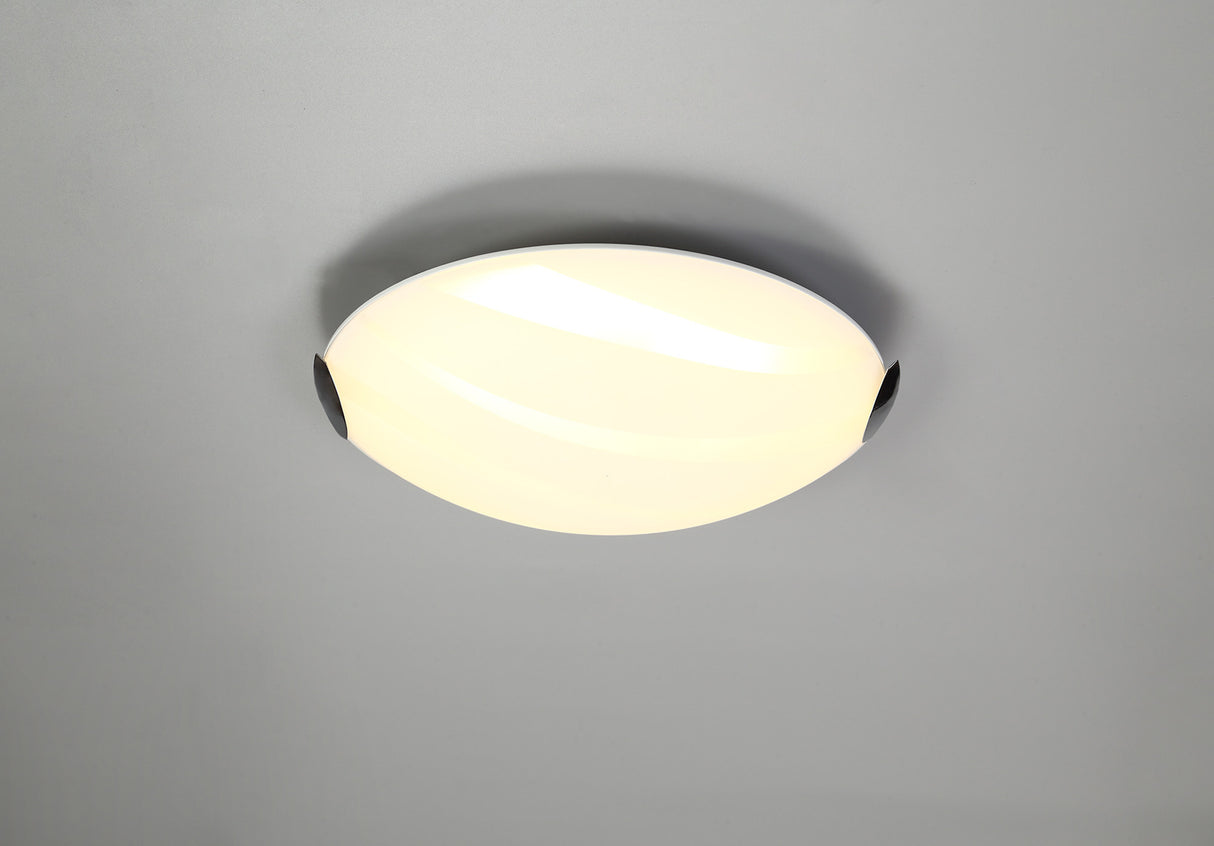 Whitworth Ceiling 30cm, 1 x 12W LED, 3000K, 666lm, Polished Chrome/White, 3yrs Warranty