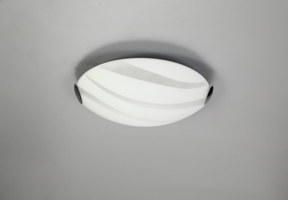 Whitworth Ceiling 30cm, 1 x 12W LED, 3000K, 666lm, Polished Chrome/White, 3yrs Warranty