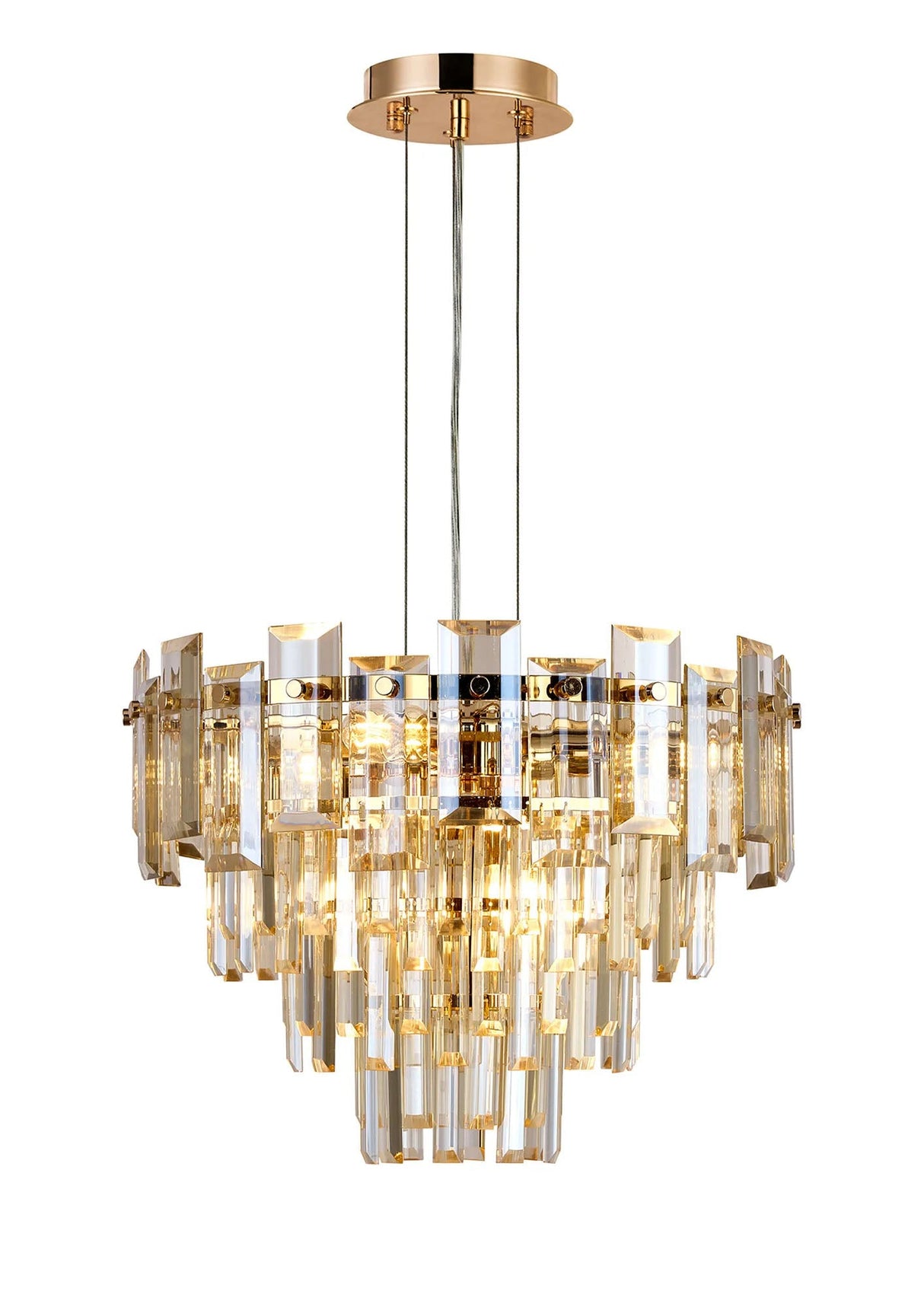 Wickham Pendant 6 Light French Gold/Champagne Glass