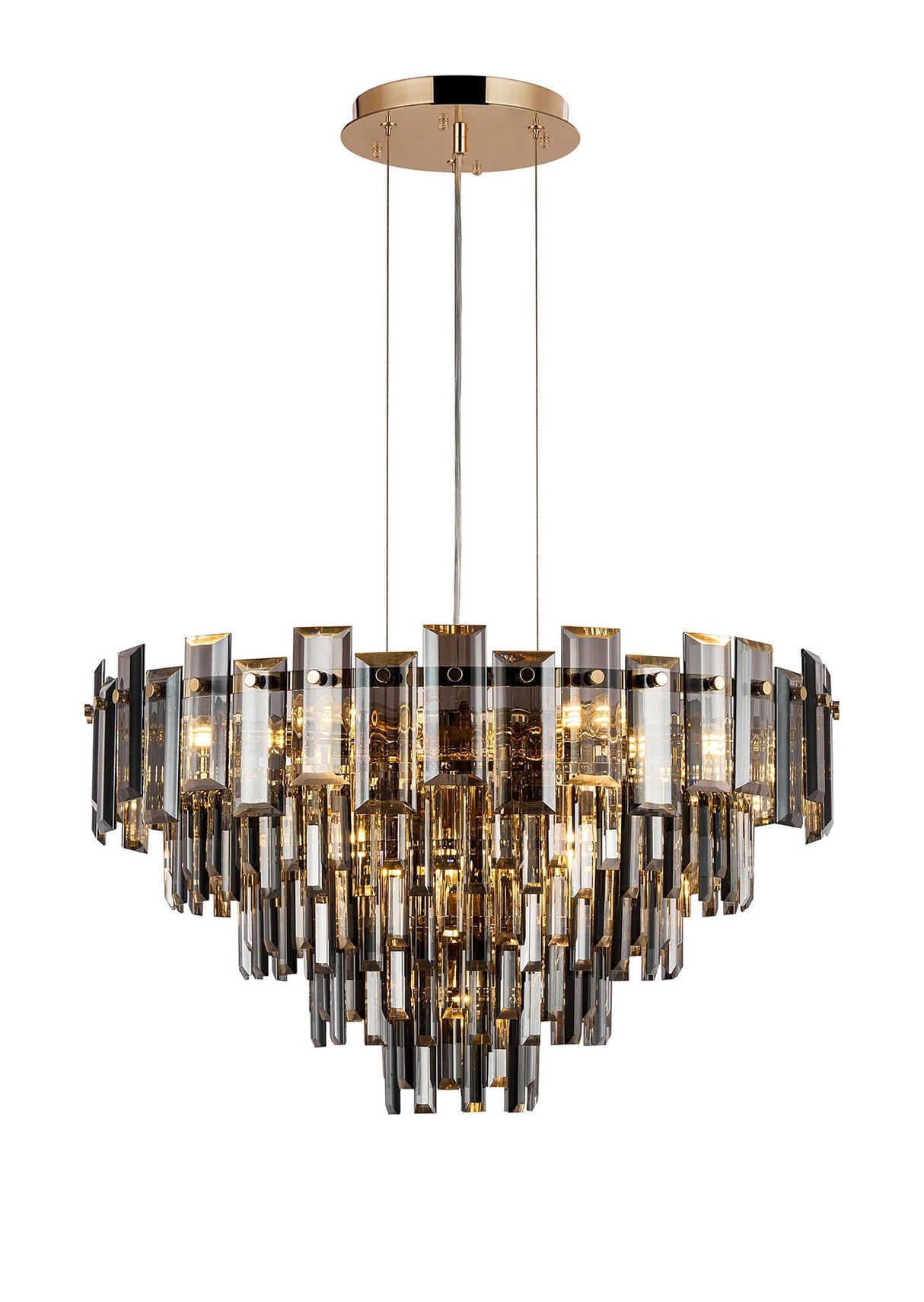 Wickham Pendant 10 Light French Gold/Smoke Glass