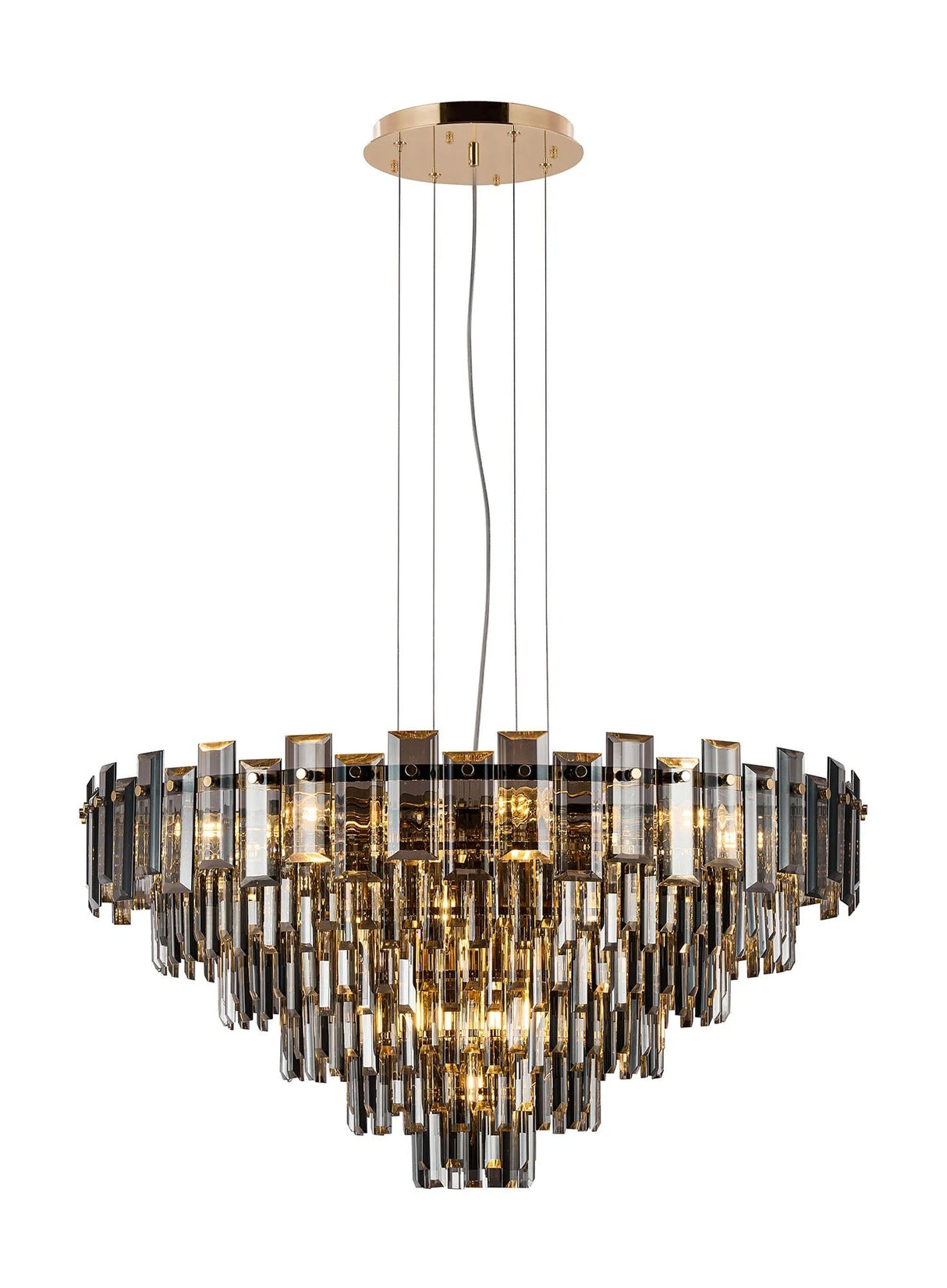 Wickham Pendant 13 Light French Gold/Smoke Glass