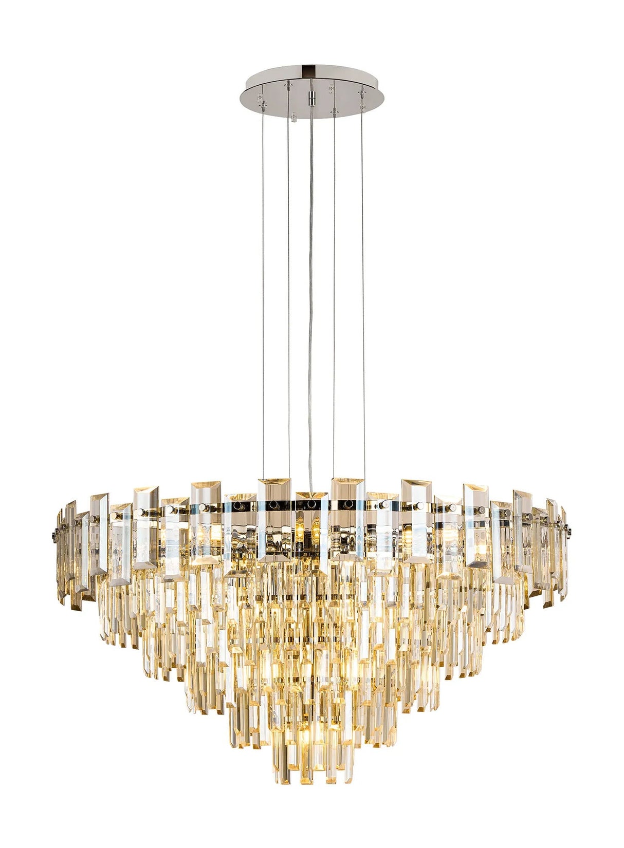 Wickham Pendant 13 Light Polished Nickel/Champagne Glass