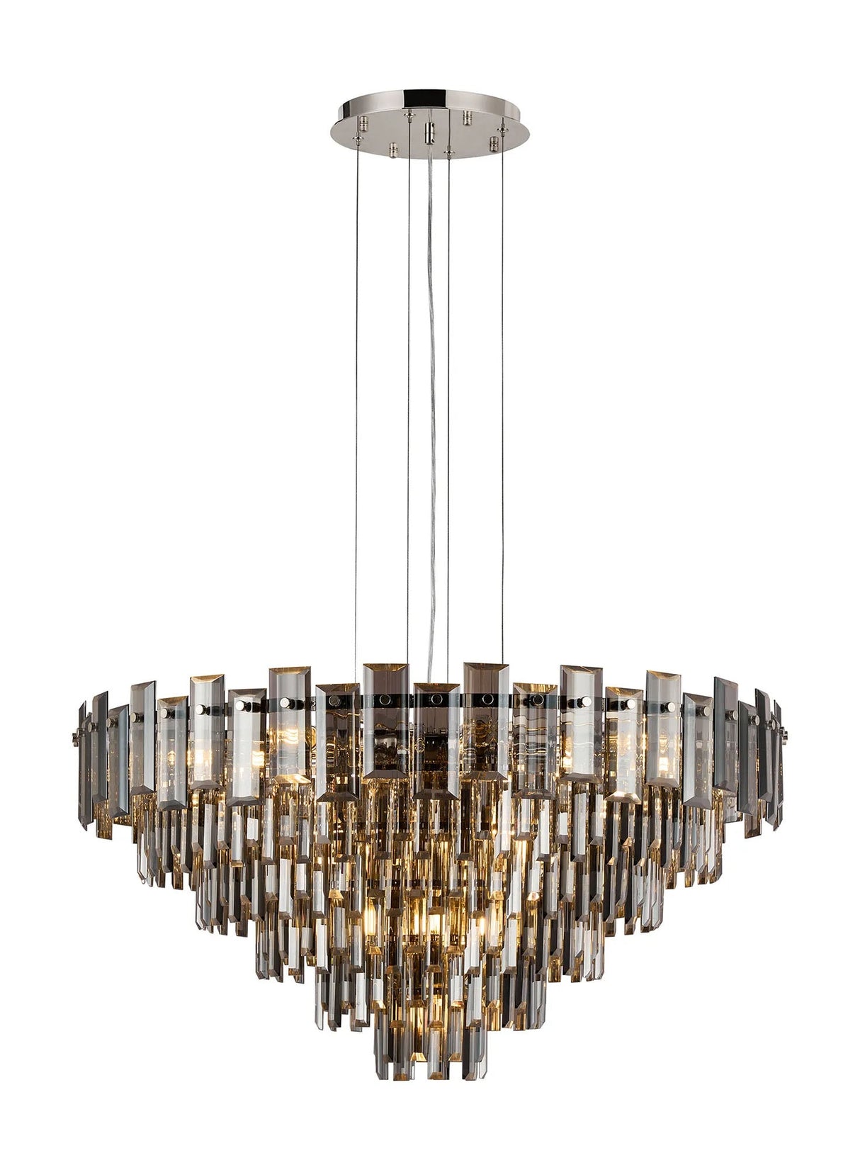 Wickham Pendant 13 Light Polished Nickel/Smoke Glass