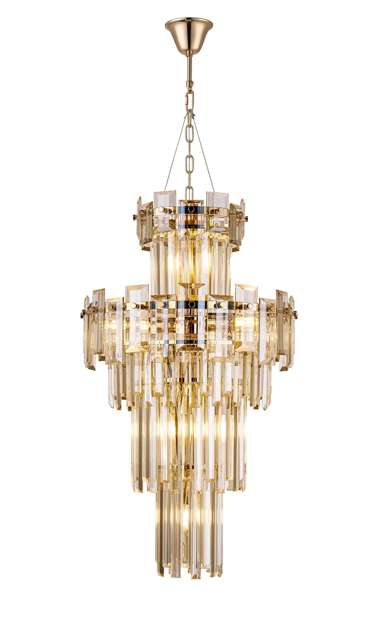 Wickham Tall Pendant 9 Light French Gold/Champagne Glass