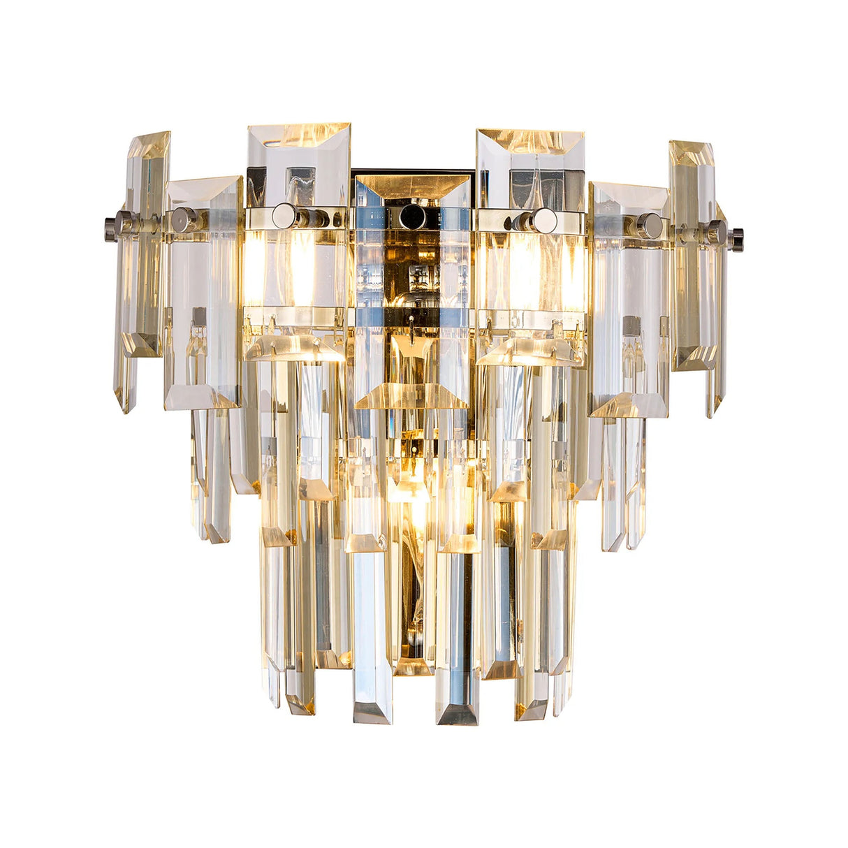 Wickham Wall Lamp 2 Light Polished Nickel/Champagne Glass