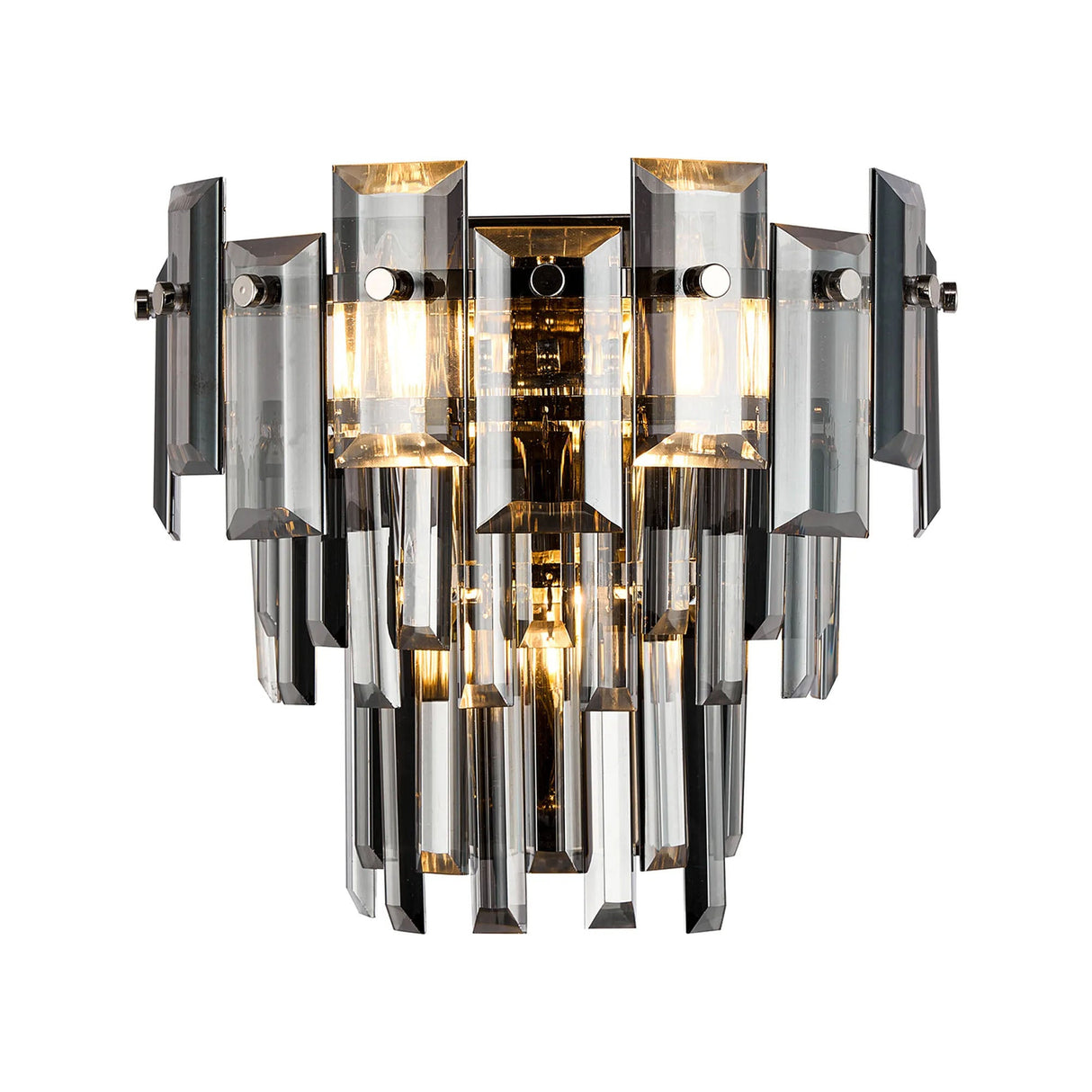 Wickham Wall Lamp 2 Light Polished Nickel/Smoke Glass