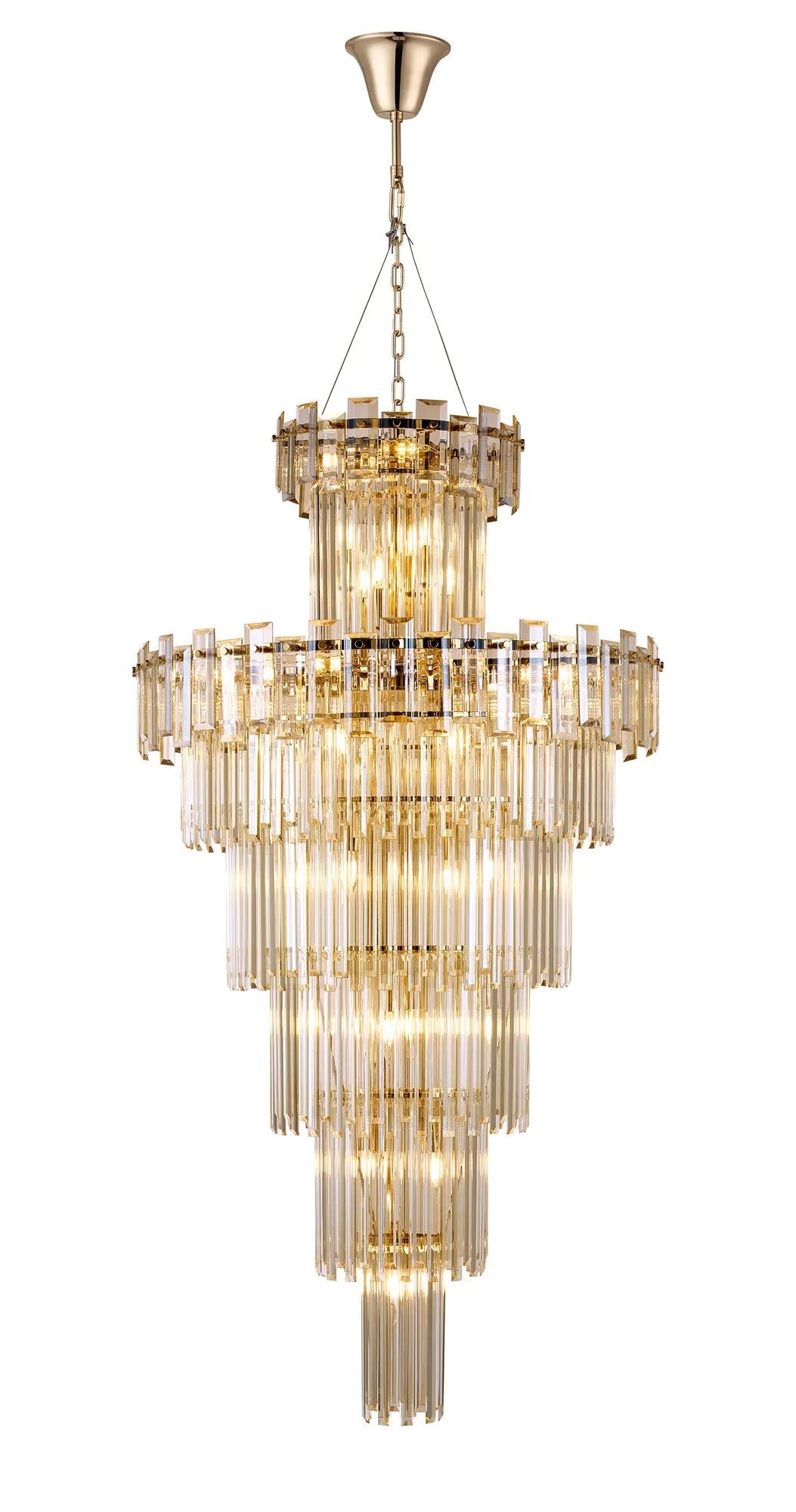 Wickham Tall Pendant 27 Light French Gold/Champagne Glass