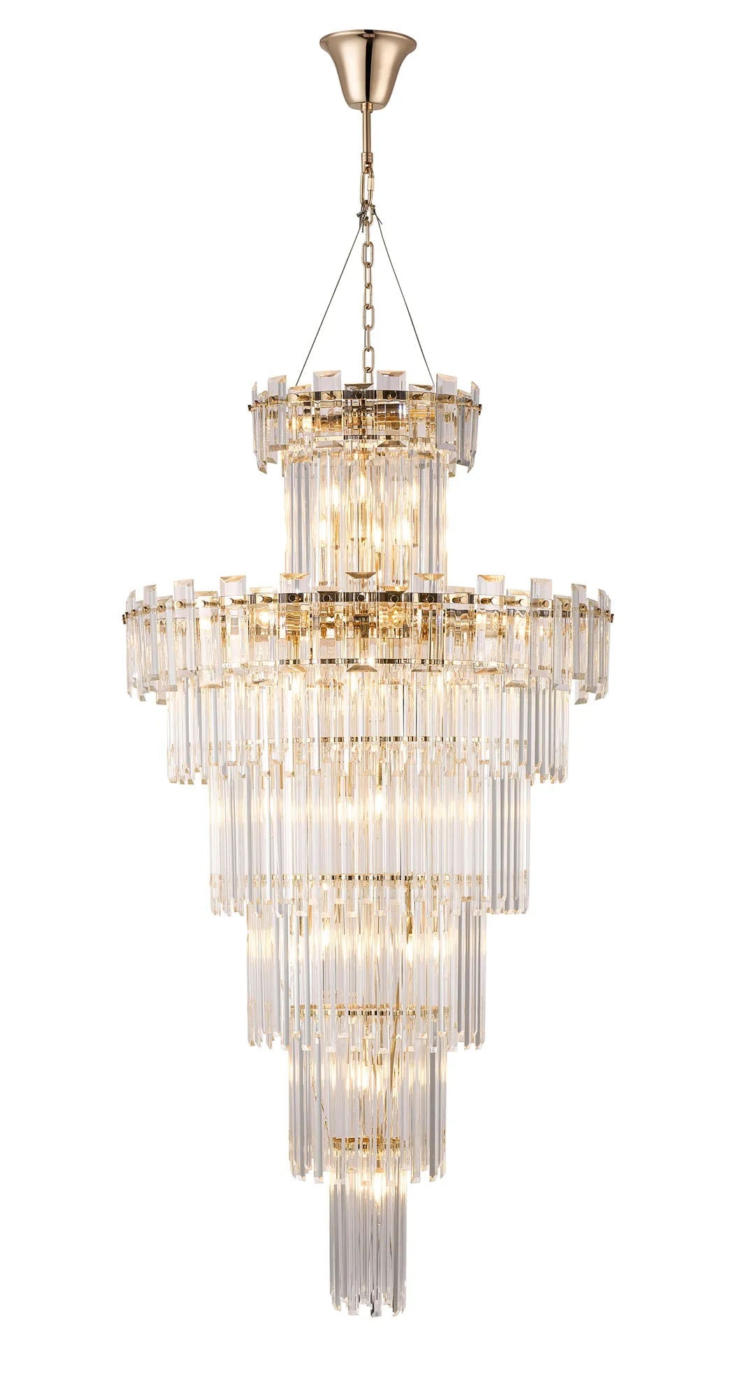 Wickham Tall Pendant 27 Light French Gold/Clear Glass