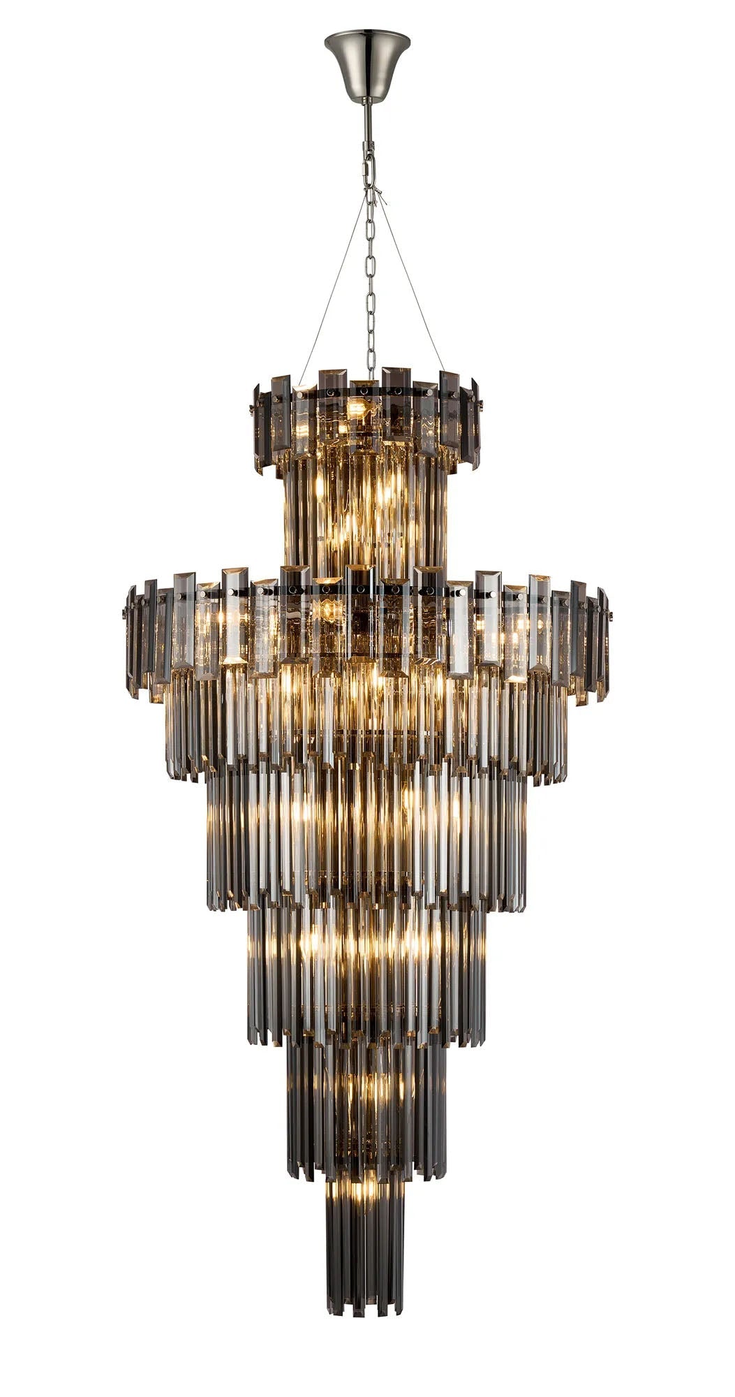 Wickham Tall Pendant 27 Light Polished Nickel/Smoke Glass