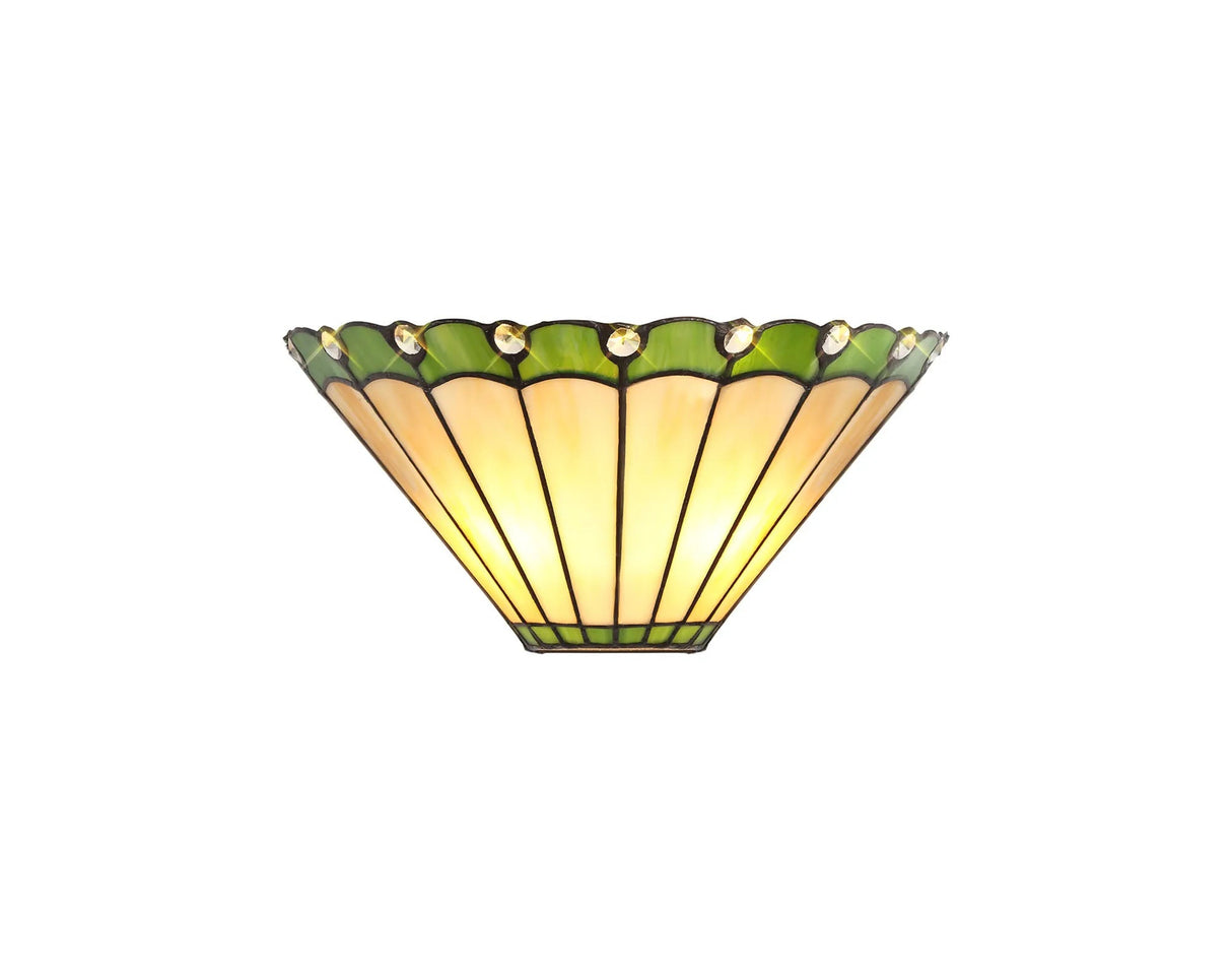 Williams Tiffany Wall Lamp, 2 x E14, Green/Cream/Crystal