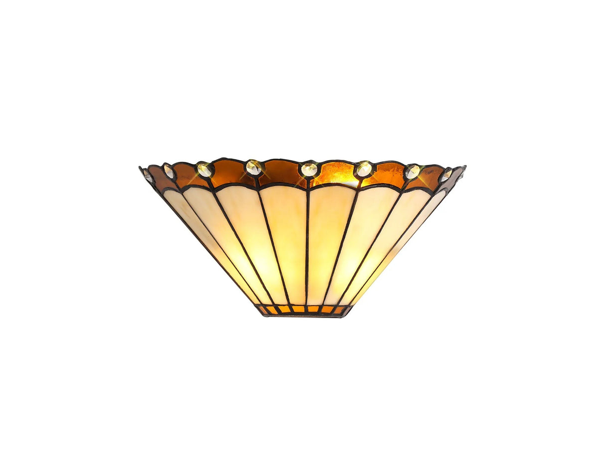Williams Tiffany Wall Lamp, 2 x E14, Amber/Cream/Crystal
