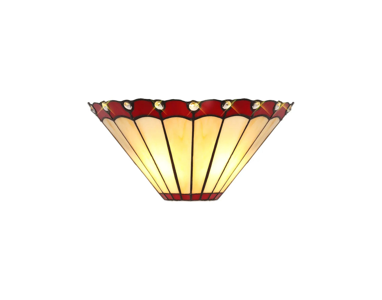 Williams Tiffany Wall Lamp, 2 x E14, Red/Cream/Crystal