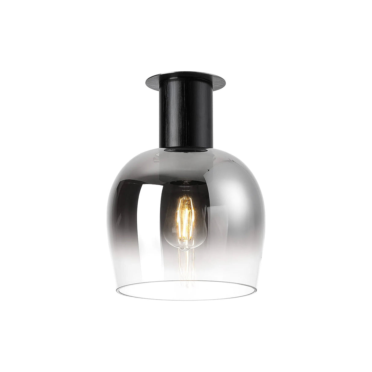 Withe 19cm Ceiling Light, 1 x E27, Satin Black/Gun Metal/Smoke Fade Wine Glass