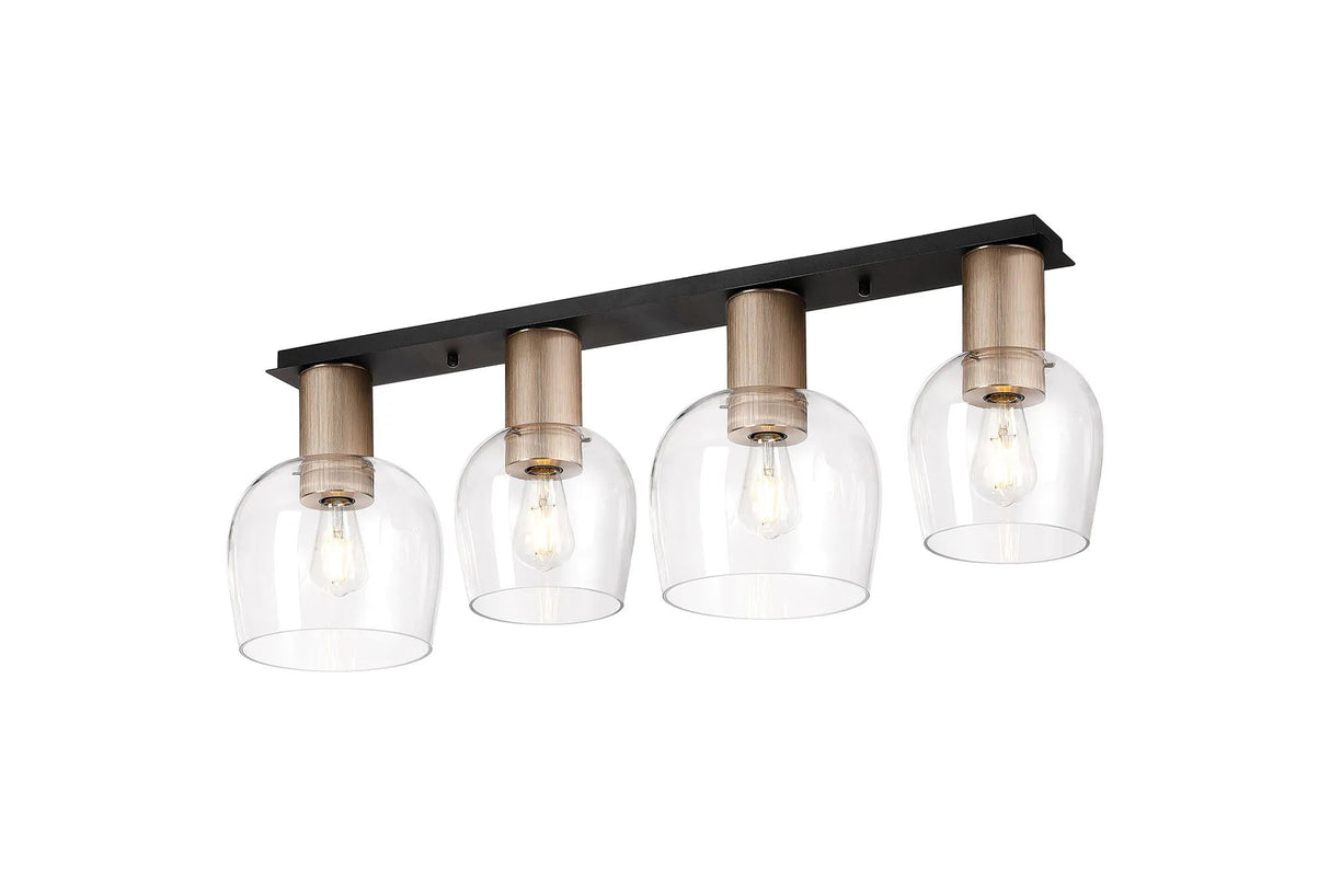 Withe Linear Ceiling Light, 4 x E27, Titanium Gold/Satin Black/Gun Metal/Clear Wine Glass