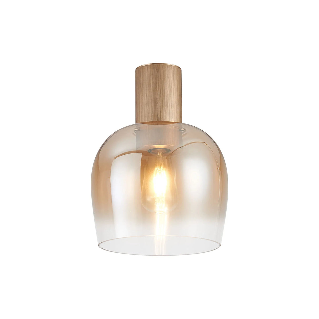 Withe 23.5cm Ceiling Light, 1 x E27, Titanium Gold/Amber Fade Wine Glass