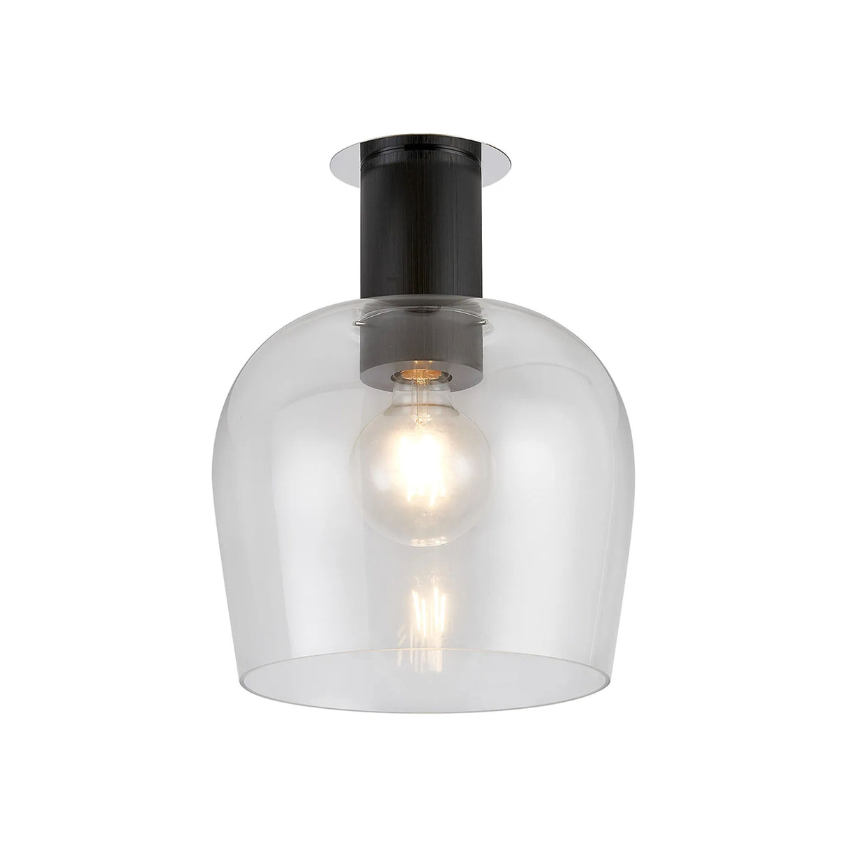 Withe 27.5cm Ceiling Light, 1 x E27, Satin Black/Chrome/Clear Wine Glass