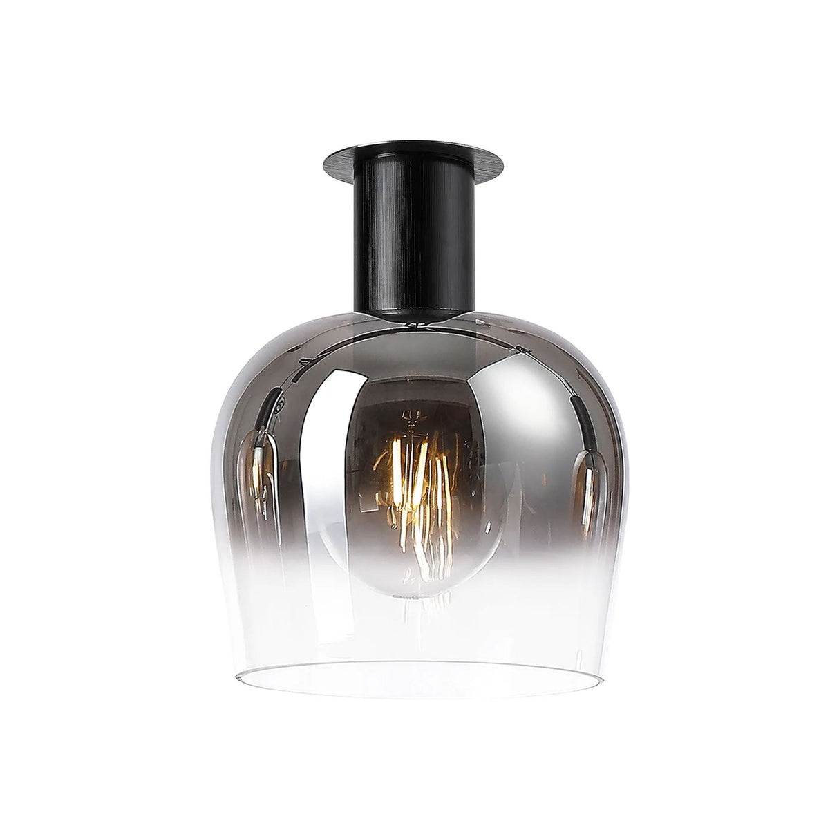 Withe 27.5cm Ceiling Light, 1 x E27, Satin Black/Gun Metal/Smoke Fade Wine Glass