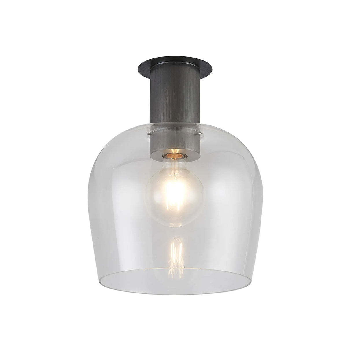 Withe 27.5cm Ceiling Light, 1 x E27, Gun Metal/Satin Black/Clear Wine Glass