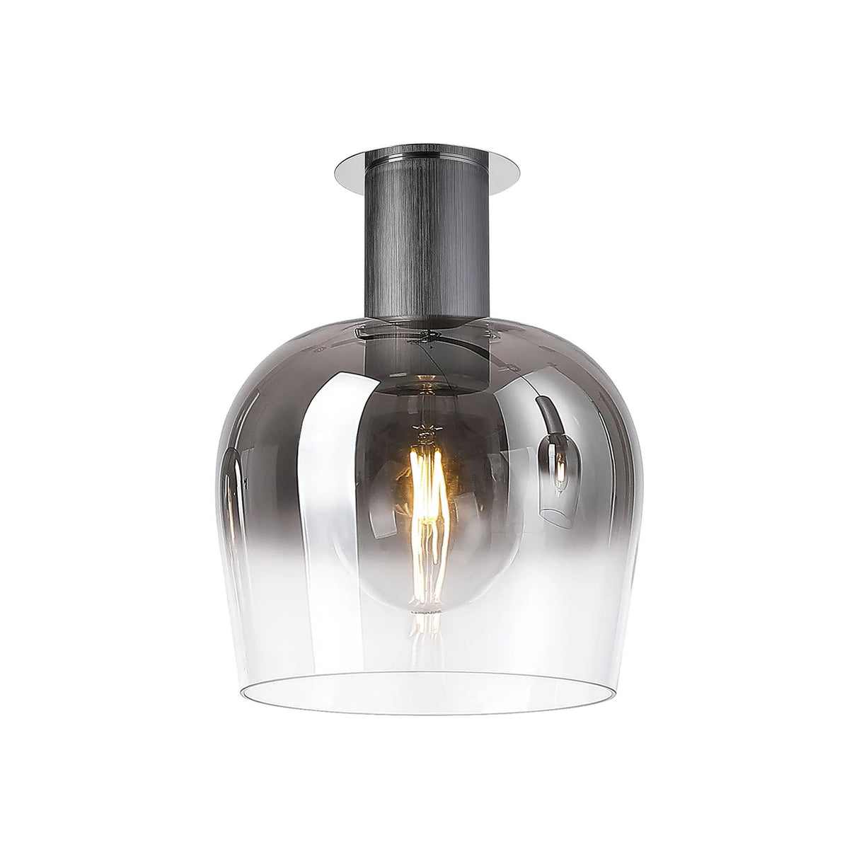 Withe 27.5cm Ceiling Light, 1 x E27, Gun Metal/Chrome/Smoke Fade Wine Glass