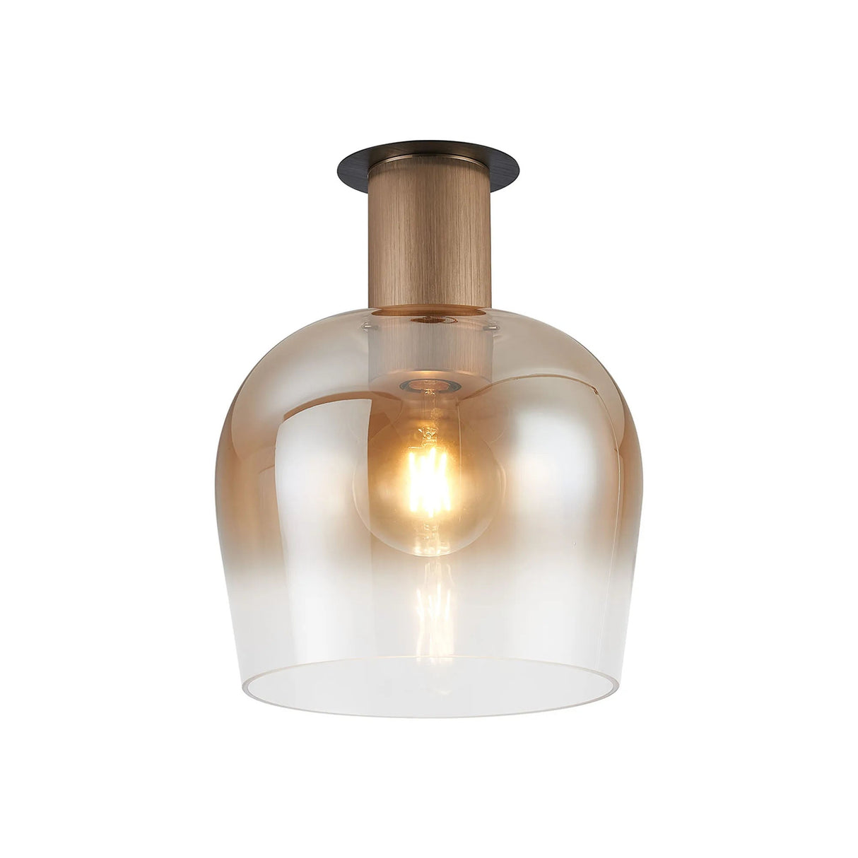 Withe 27.5cm Ceiling Light, 1 x E27, Titanium Gold/Satin Black/Amber Fade Wine Glass