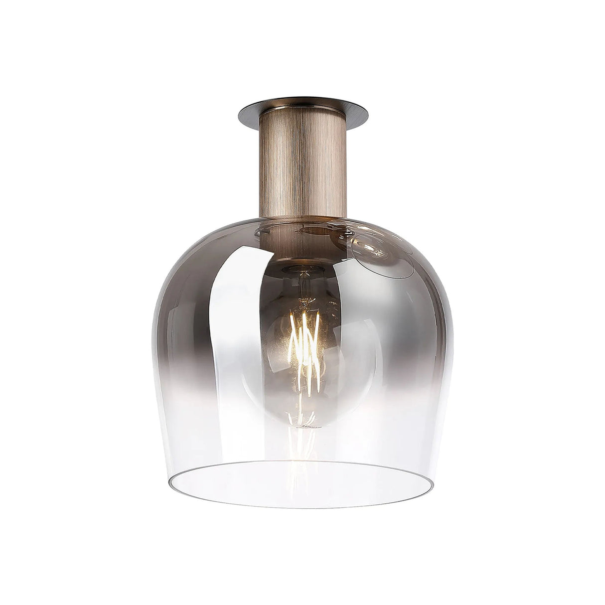 Withe 27.5cm Ceiling Light, 1 x E27, Titanium Gold/Satin Black/Smoke Fade Wine Glass