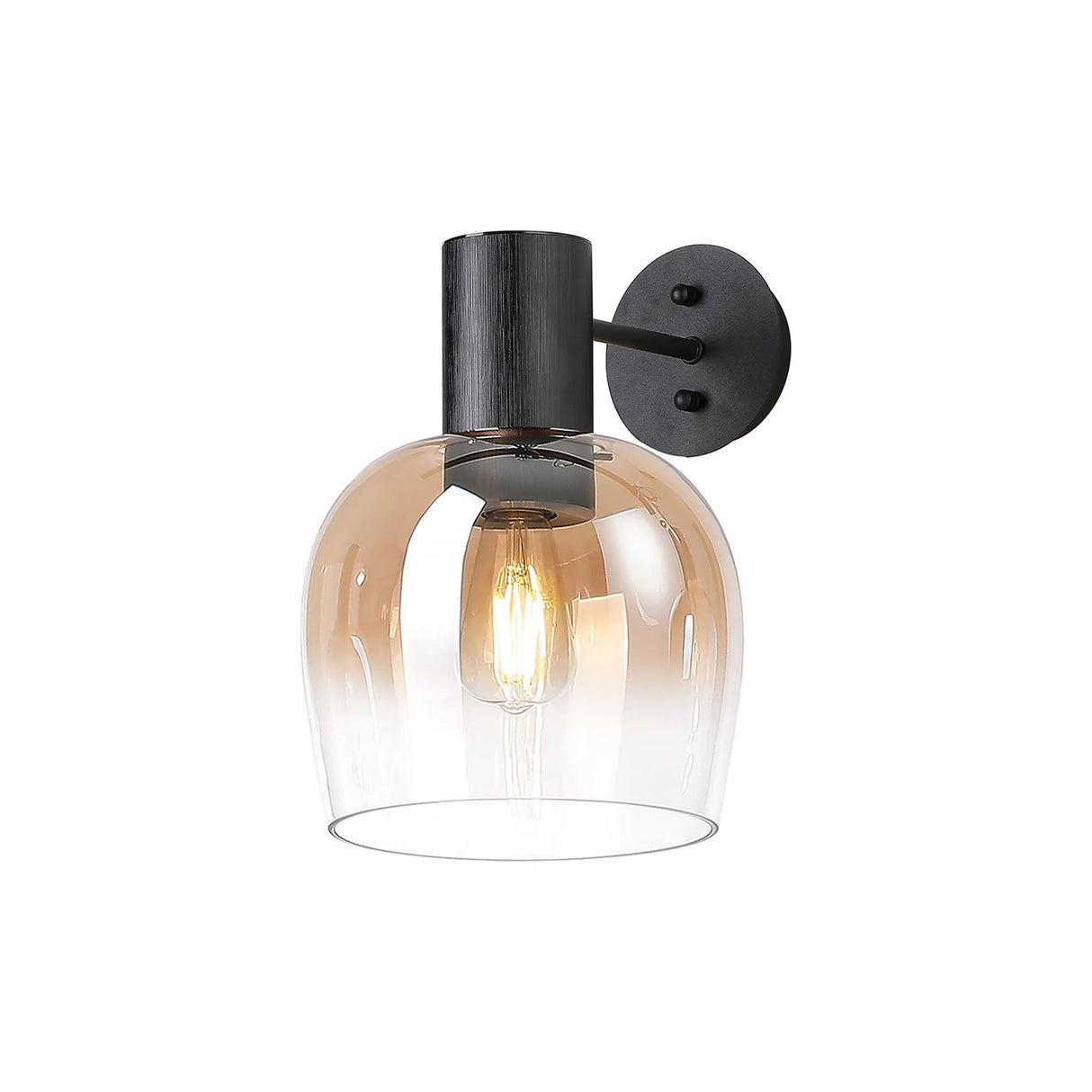 Withe Wall Light, 1 x E27, Satin Black/Amber Fade Wine Glass