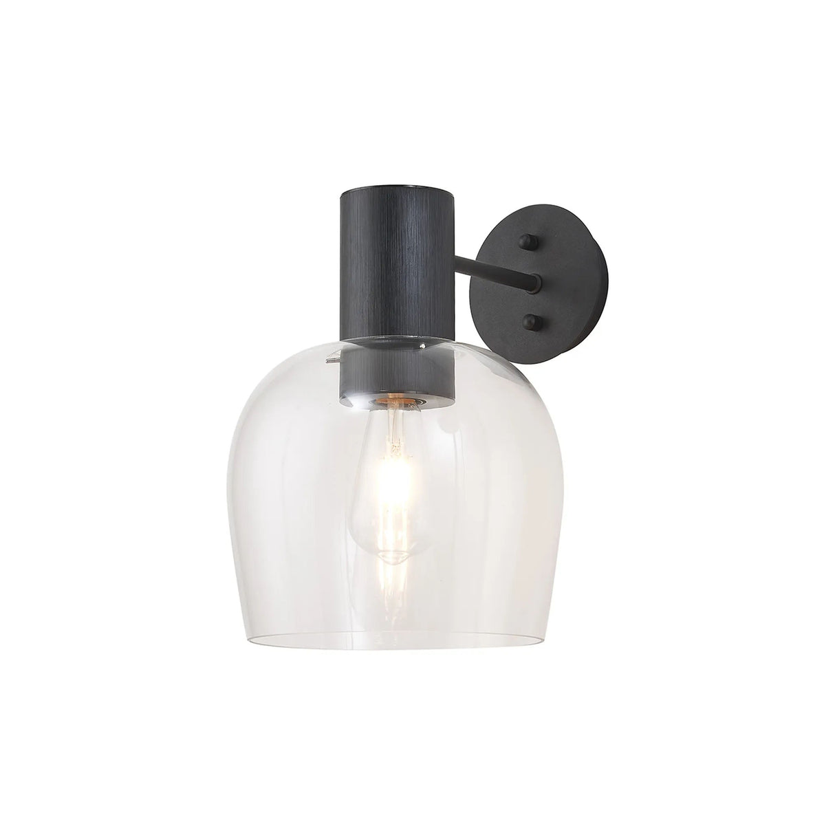 Withe Wall Light, 1 x E27, Satin Black/Clear Wine Glass